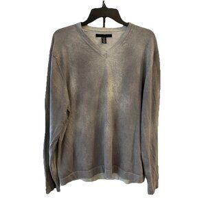 Kenneth Cole New York Men’s Gray Tie-Dye V-Neck Cotton Knit Sweater Size XXL